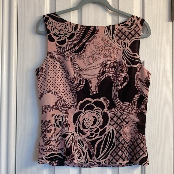 ST.JOHN, Women’s Paisley sleeveless top, Size:Medium, Color: Mauve and Black - Picture 3 of 8